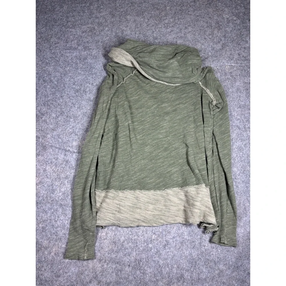 FP‎ BEACH Heather Green Long Sleeve Cowl Neck Pullover Women's OS Boho SEE